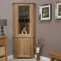 Mobel Oak Corner Display Unit - Lacquered