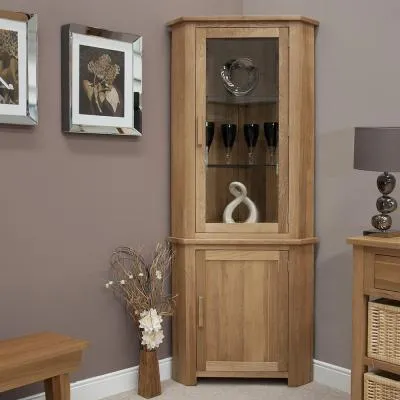 Mobel Oak Corner Display Unit - Lacquered image
