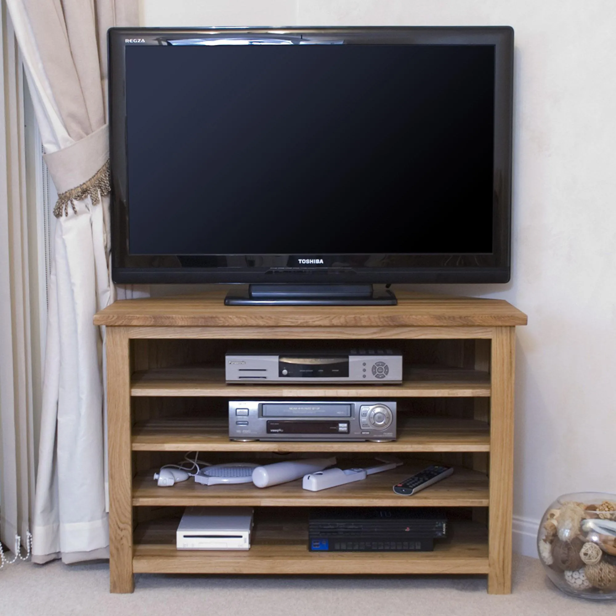 Mobel Oak Corner TV Unit - Lacquered