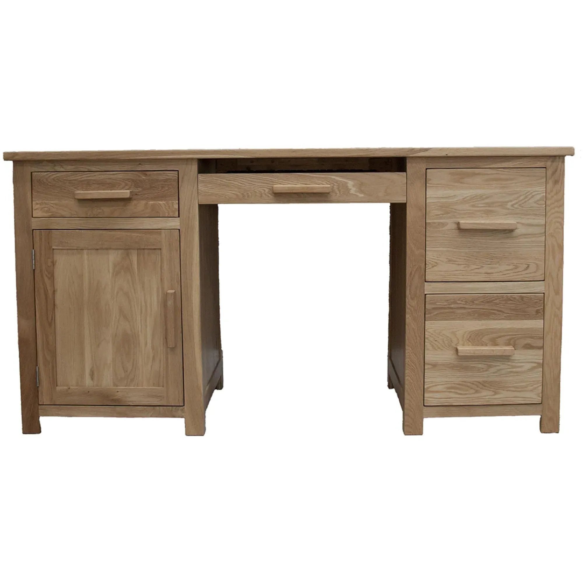 Mobel Oak Double Pedestal Computer Desk - Lacquered