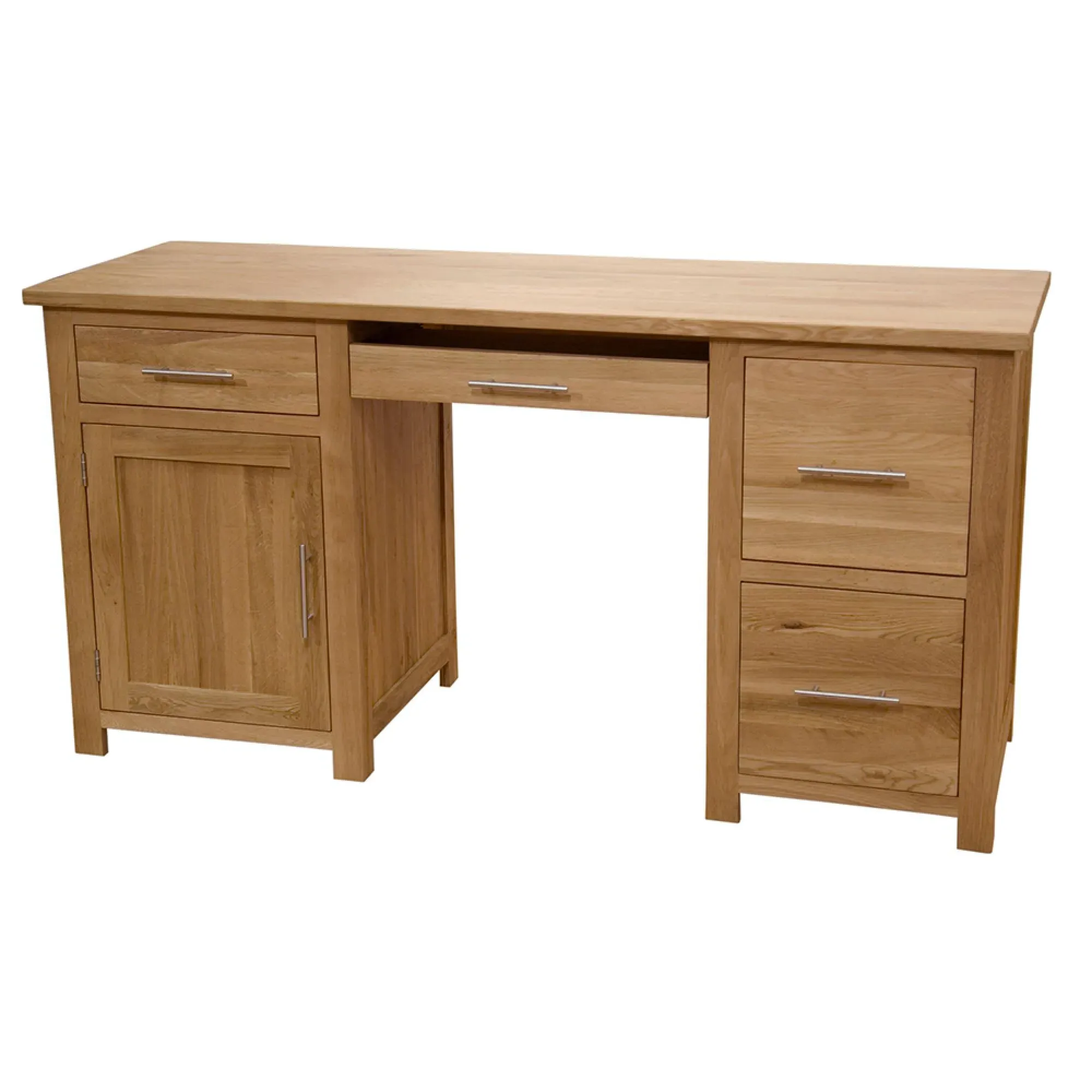 Mobel Oak Double Pedestal Computer Desk - Lacquered