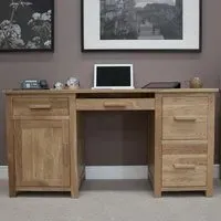 Mobel Oak Double Pedestal Computer Desk - Lacquered