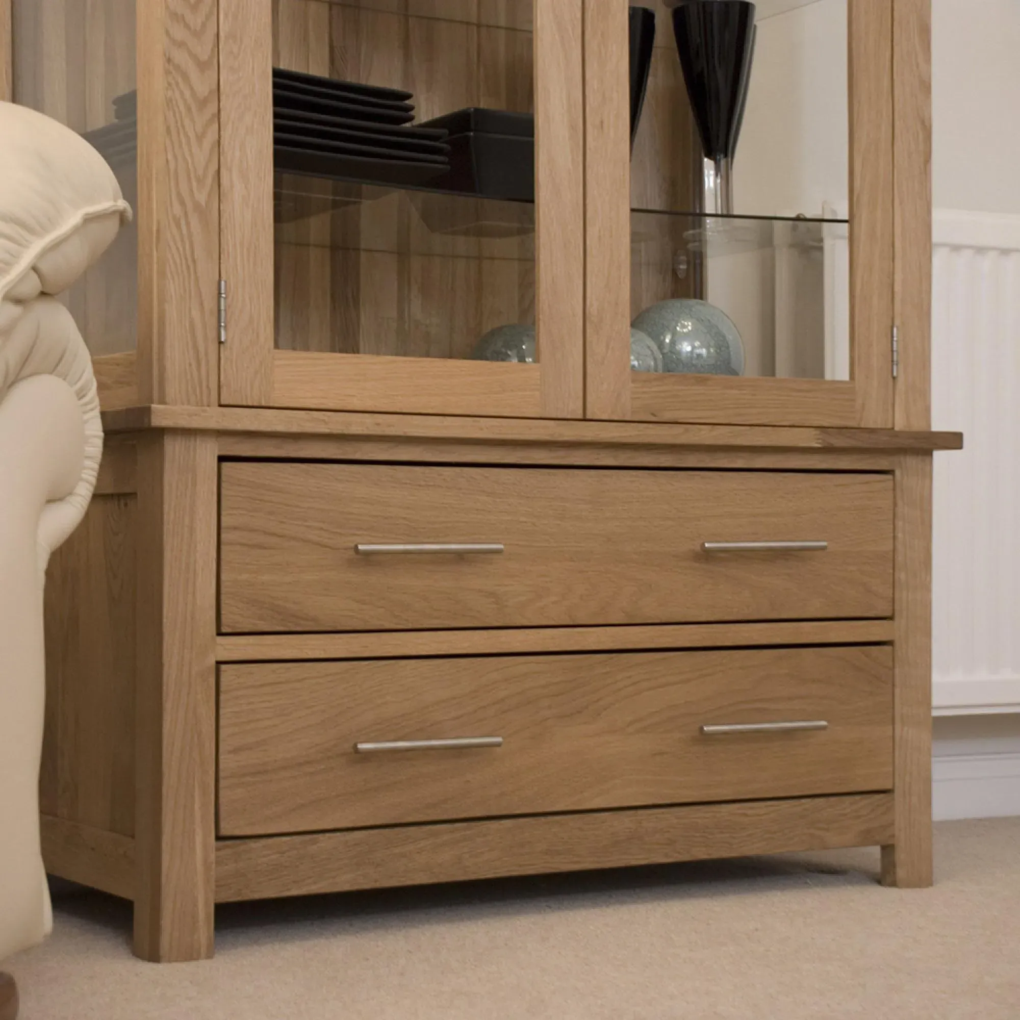 Mobel Oak Glass Display Cabinet - Lacquered