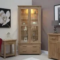 Mobel Oak Glass Display Cabinet - Lacquered