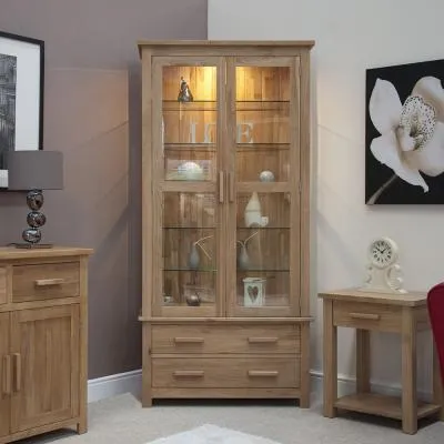 Mobel Oak Glass Display Cabinet - Lacquered image