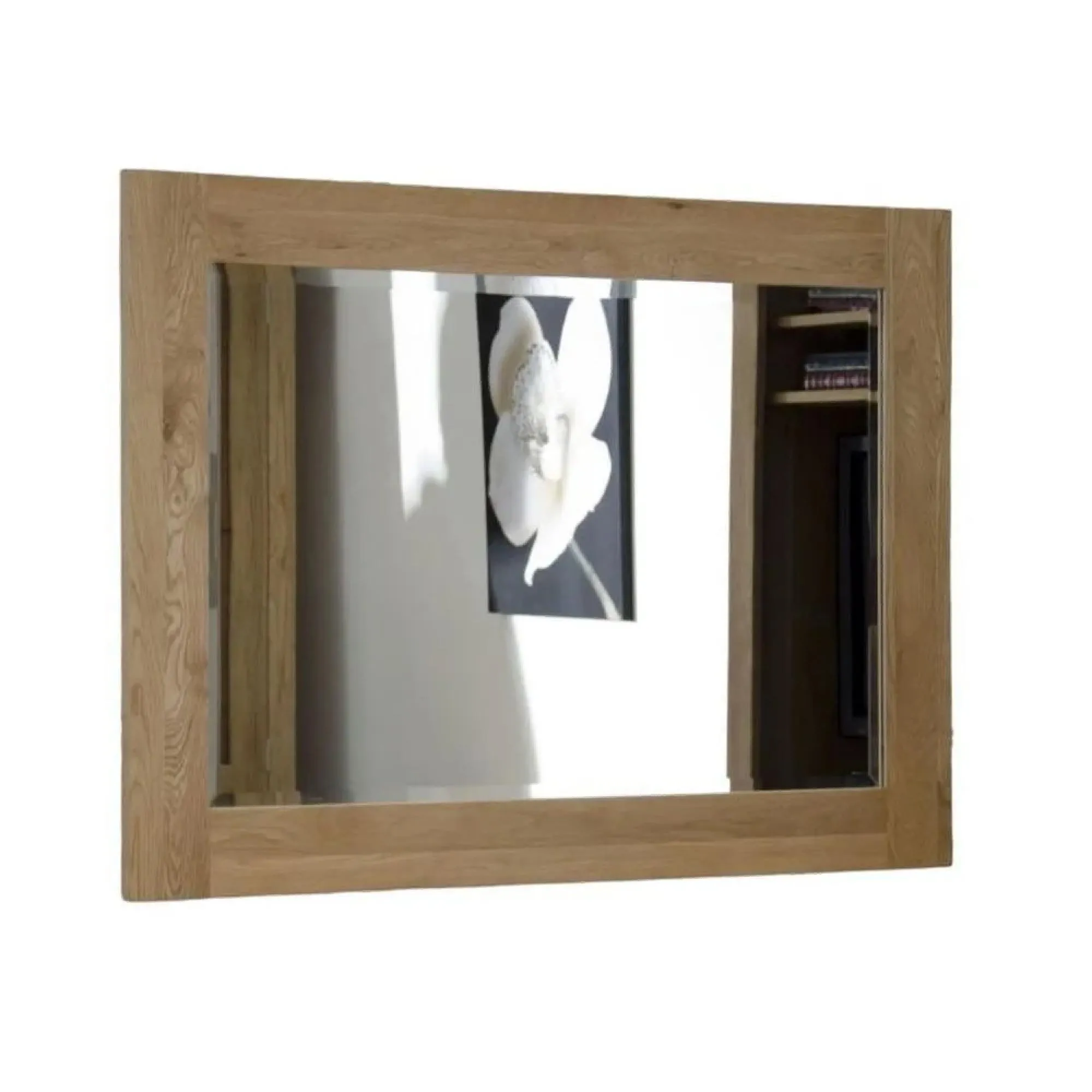 Mobel Oak Large Rectangular Wall Mirror - Lacquered