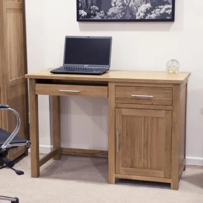 Mobel Oak Single Pedestal Computer Desk - Lacquered