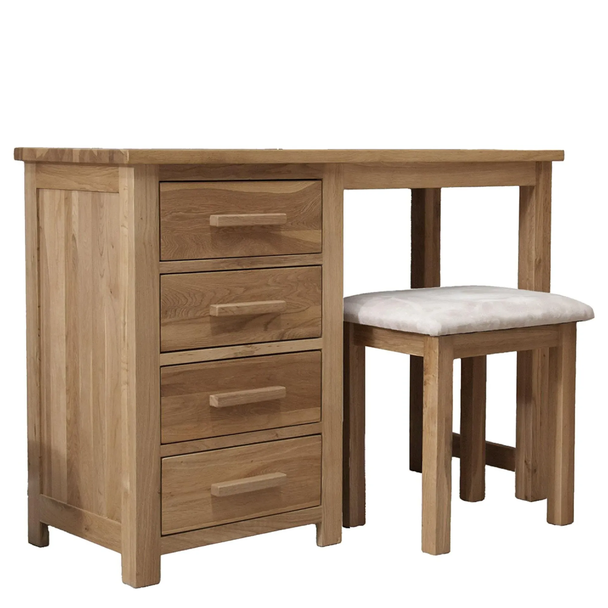 Mobel Oak Single Pedestal Dressing Table and Stool - Lacquered