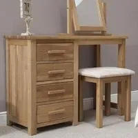 Mobel Oak Single Pedestal Dressing Table and Stool - Lacquered