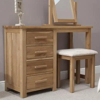 Mobel Oak Single Pedestal Dressing Table and Stool - Lacquered