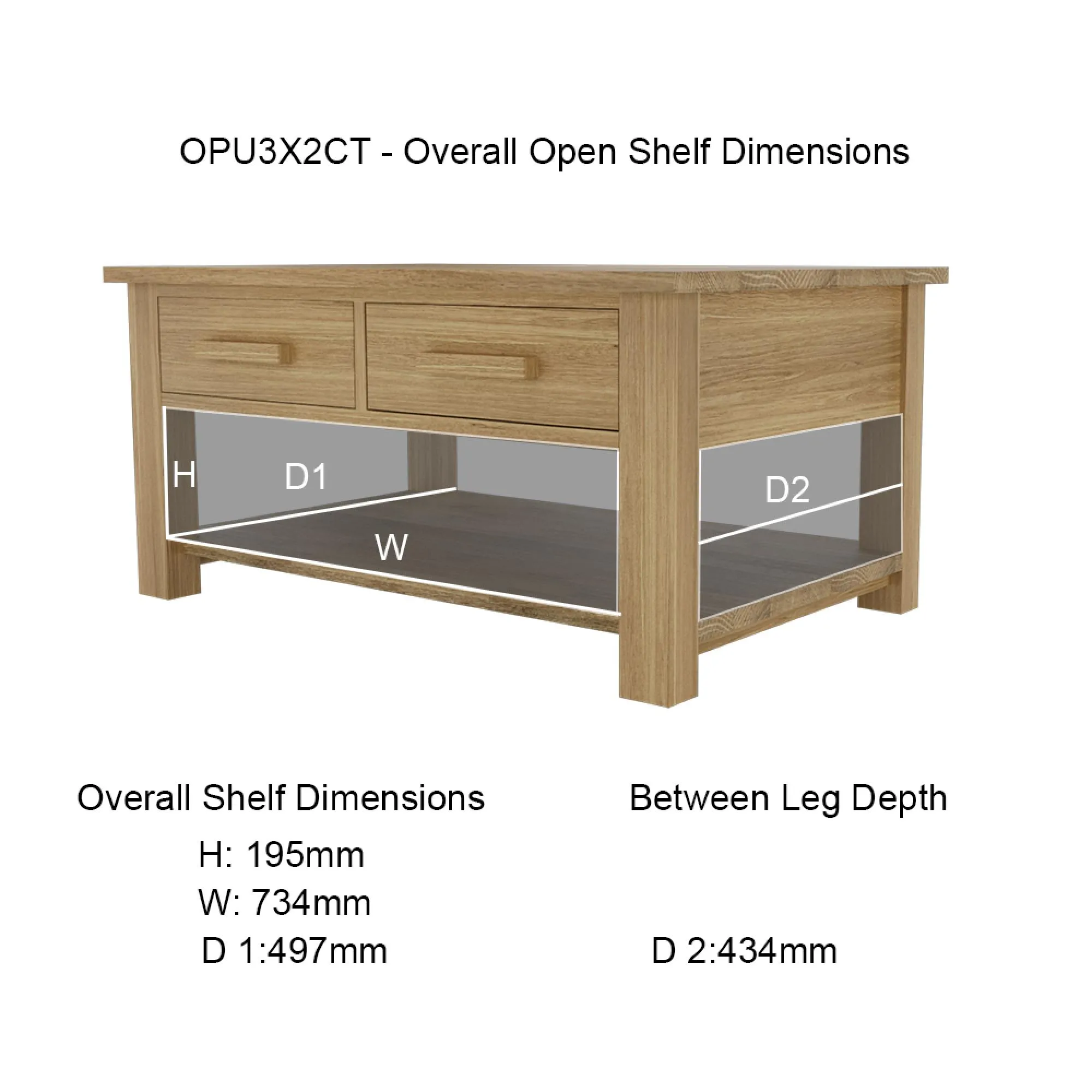 Mobel Oak Storage Coffee Table - Lacquered