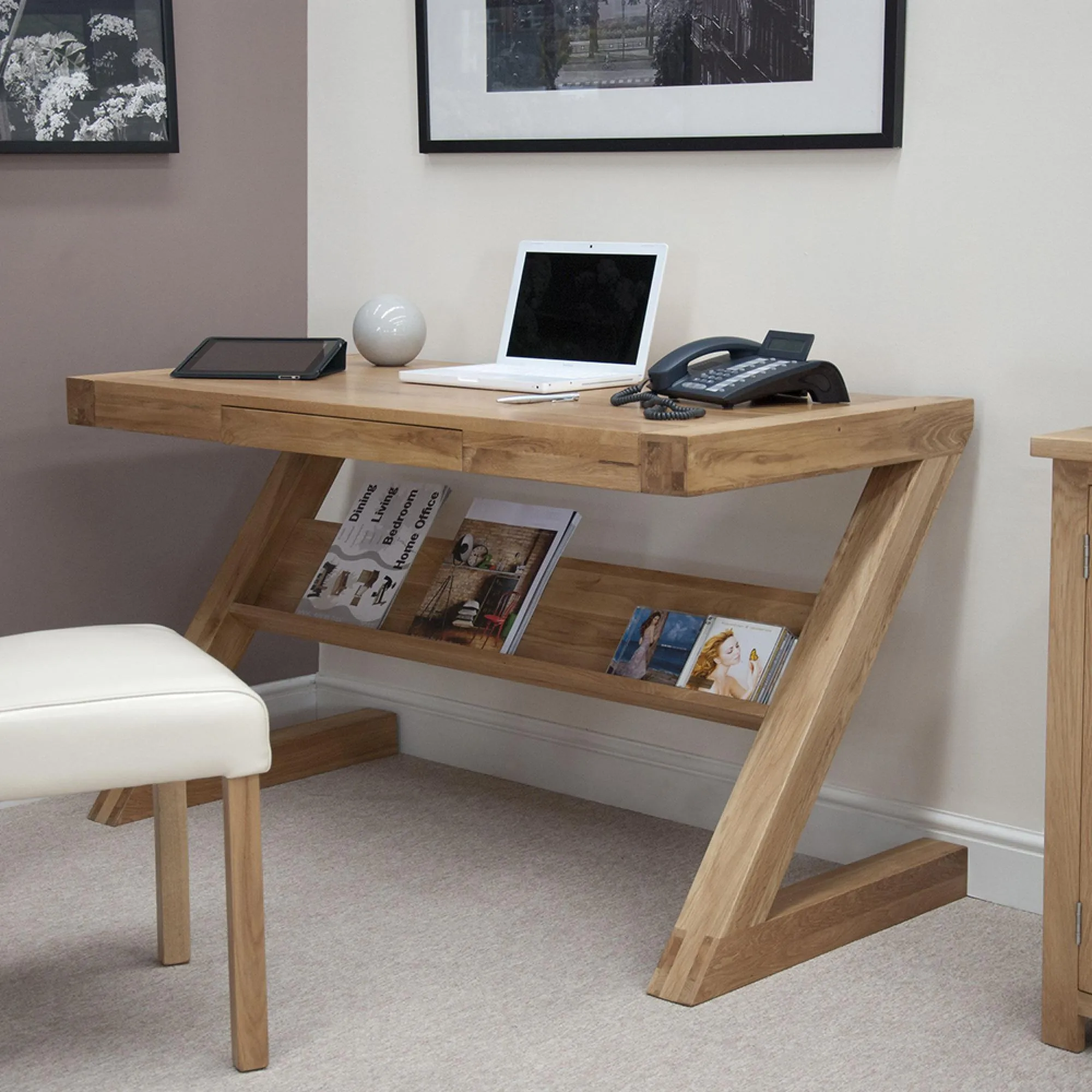 Mobel Oak Z Style Office Desk - Lacquered