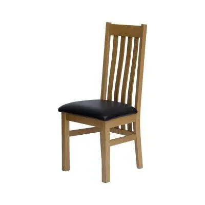 Nathan Oak Dining Chair - Dark Brown, Leather image