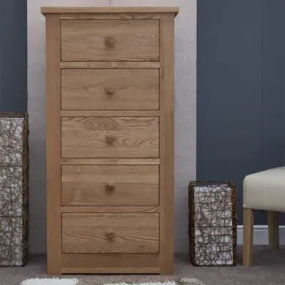 Oakley 5 Drawer Wellington Chest - Oak image