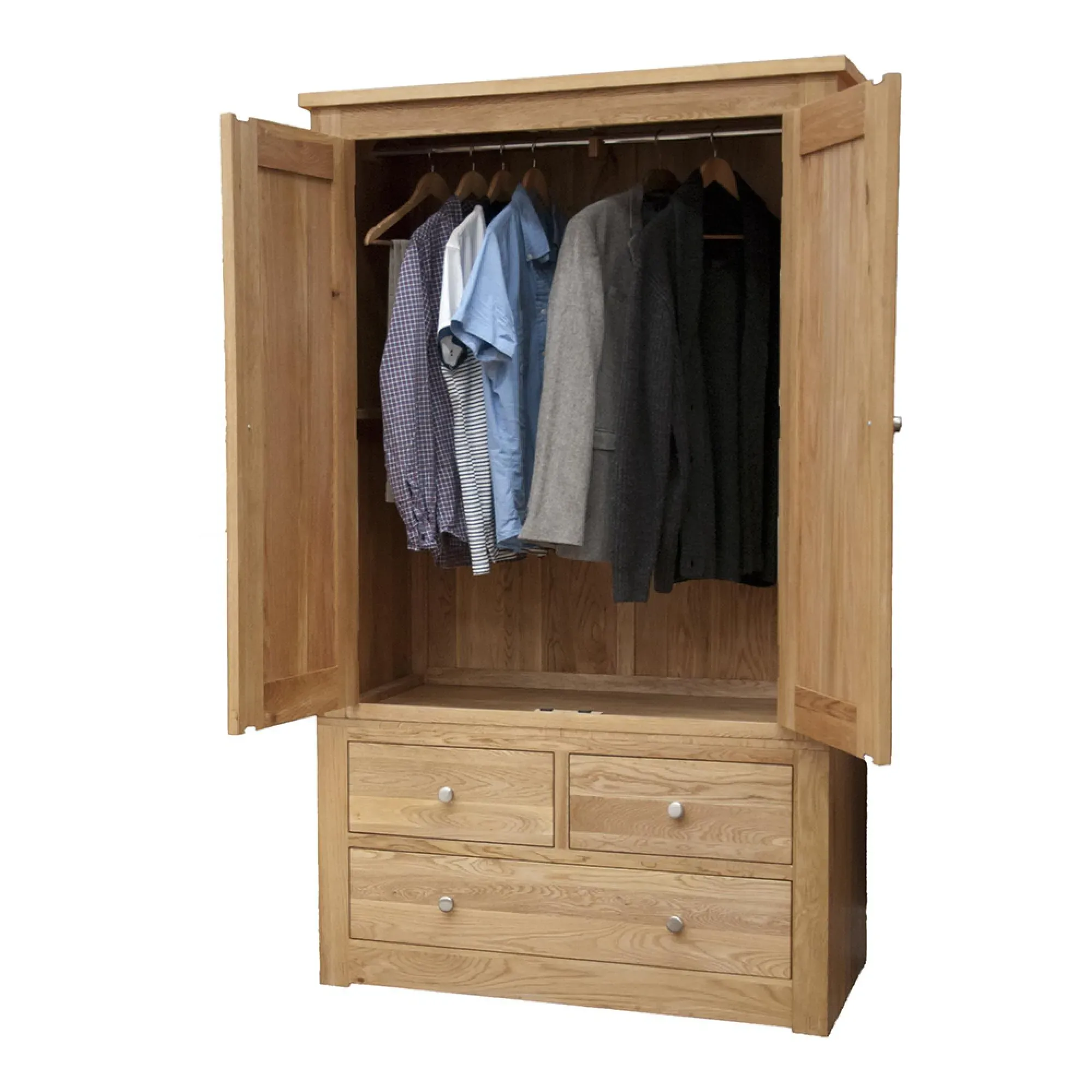 Oakley Oak 2 Door 3 Drawer Wardrobe - Lacquered