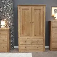 Oakley Oak 2 Door 3 Drawer Wardrobe - Lacquered