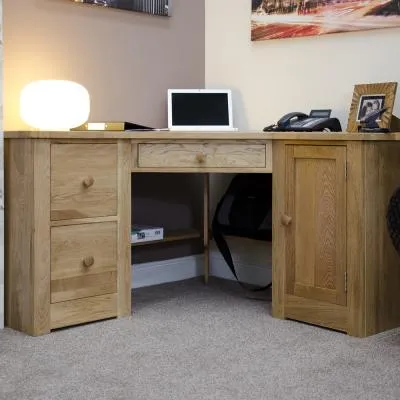 Oakley Oak Corner Computer Desk - Lacquered image
