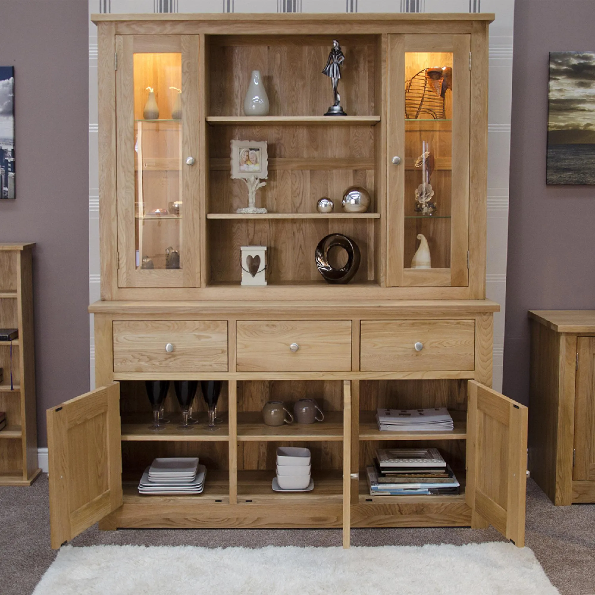 Oakley Oak Large Dresser - Lacquered