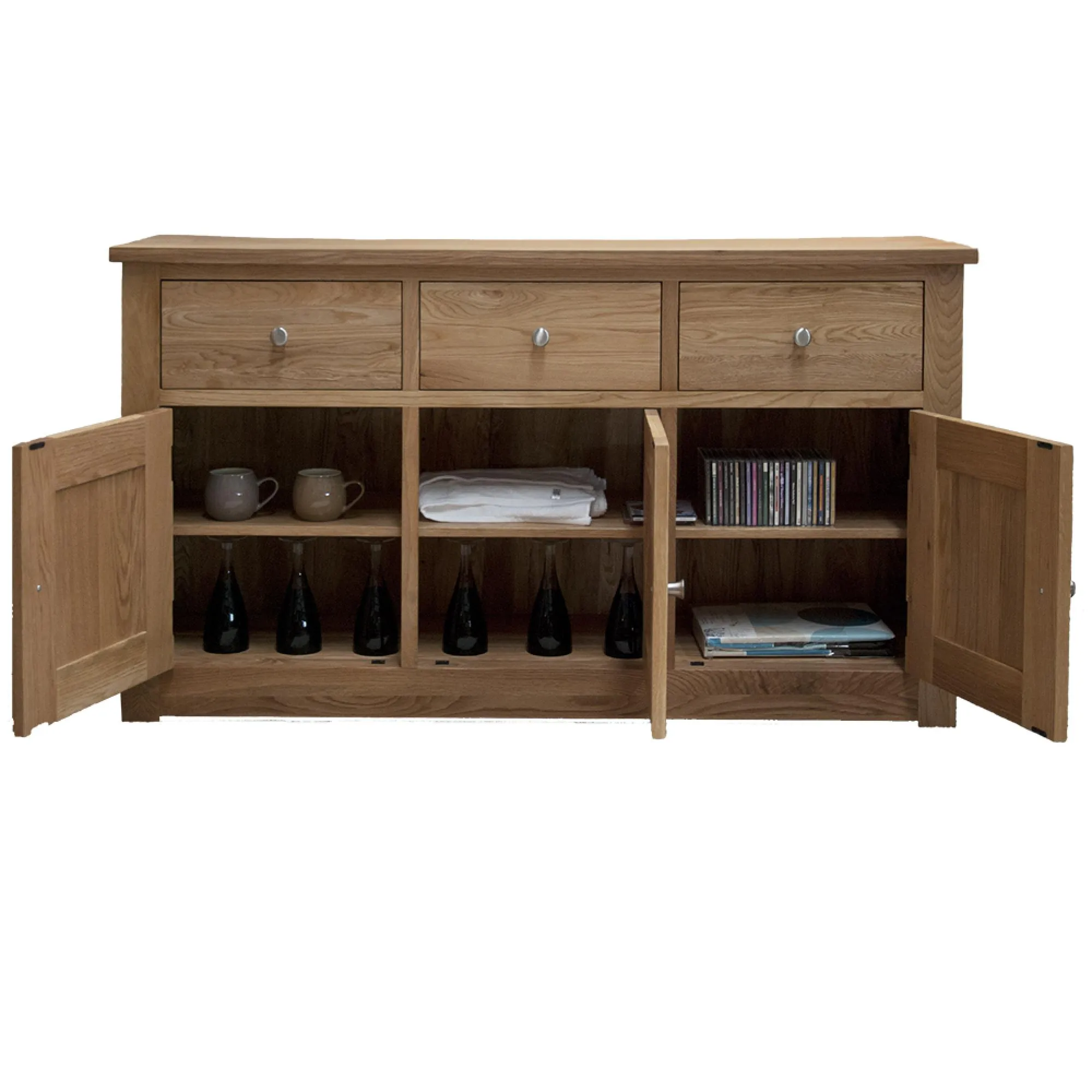 Oakley Oak Large Wide Sideboard - Lacquered