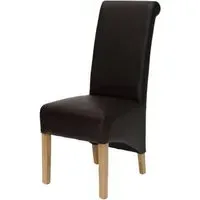 Ronald Dining Chair Set of 2 - Brown, Bonded Leather