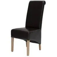 Ronald Dining Chair Set of 2 - Brown, Bonded Leather