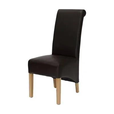 Ronald Dining Chair Set of 2 - Brown, Bonded Leather