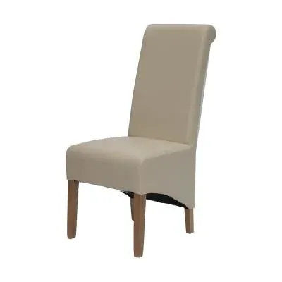 Ronald Dining Chair Set of 2 - Ivory, Bonded Leather