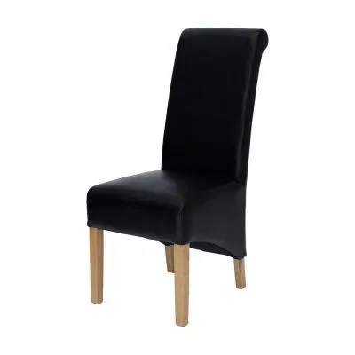 Ronald Dining Chair Set of 2 - Matt Black, Bonded Leather