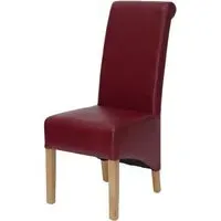 Ronald Dining Chair Set of 2 - Red, Bonded Leather