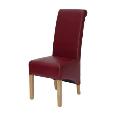 Ronald Dining Chair Set of 2 - Red, Bonded Leather