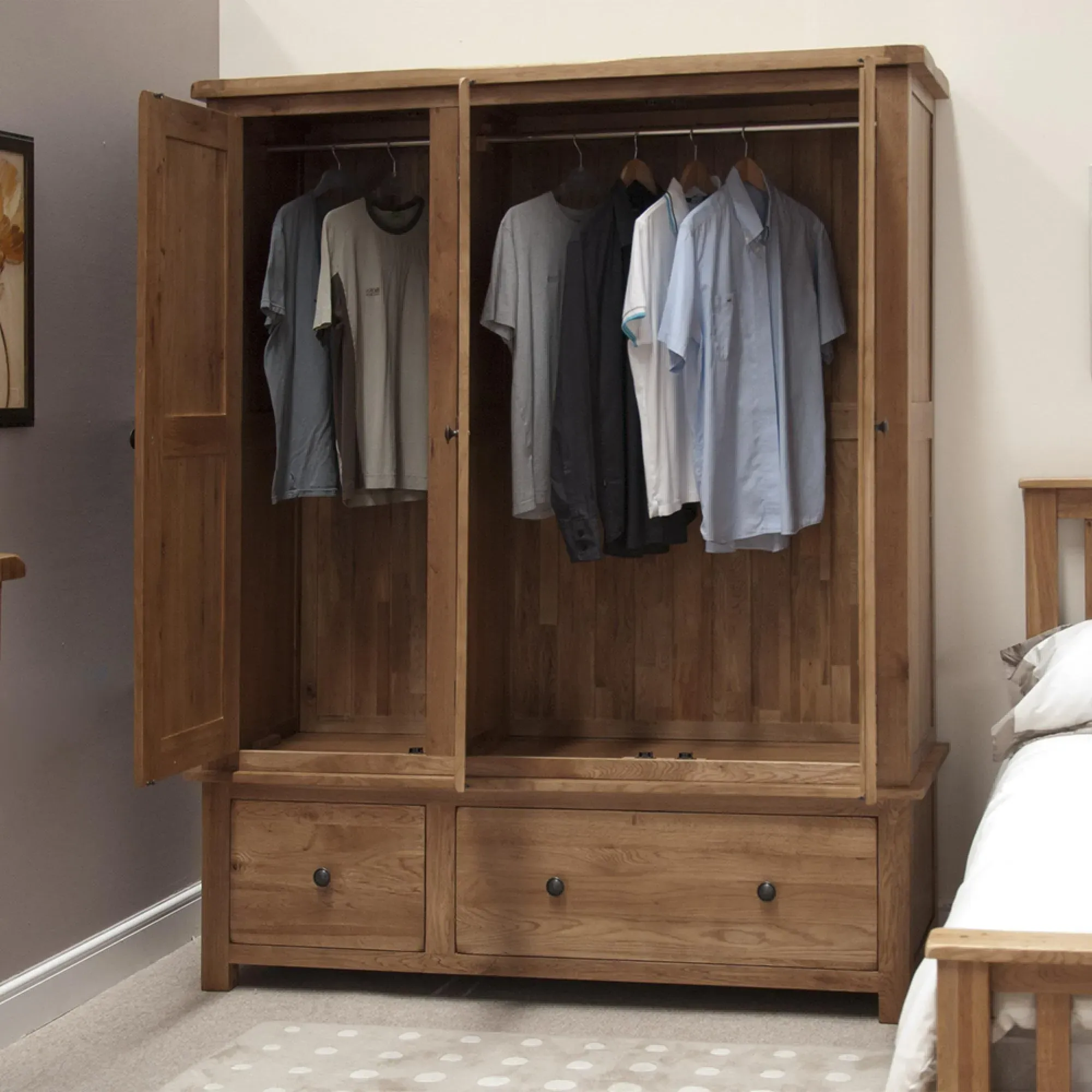 Rutland 3 Door 2 Drawer Wardrobe - Oak