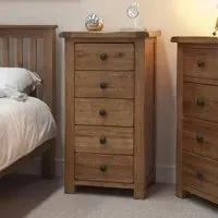 Rutland 5 Drawer Narrow Chest - Oak