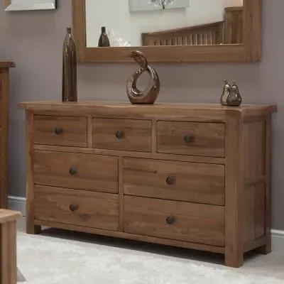 Rutland Oak 4+3 Multi Drawer Chest - Lacquered