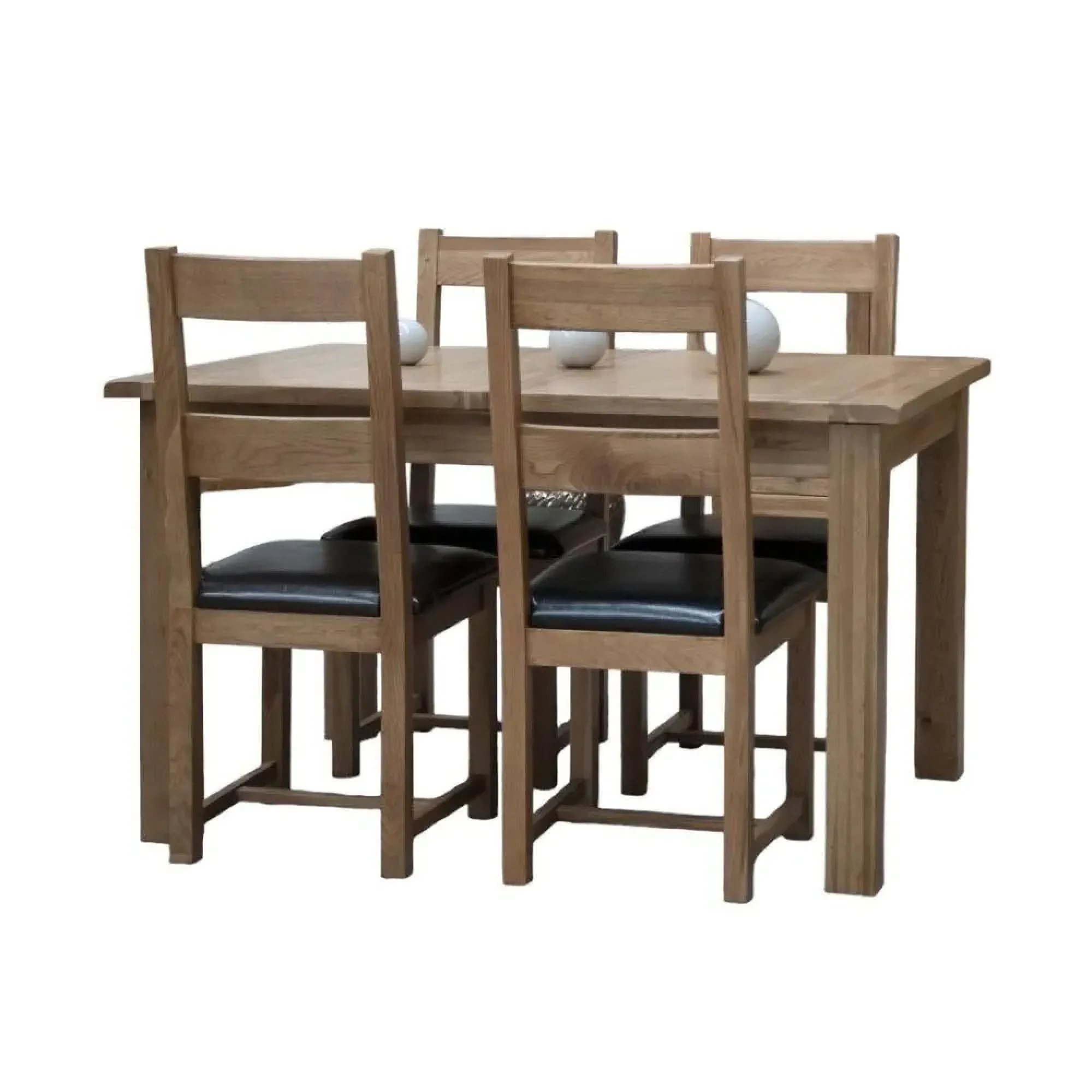 Rutland Oak Extendable Dining Set with 4 Leather Chairs