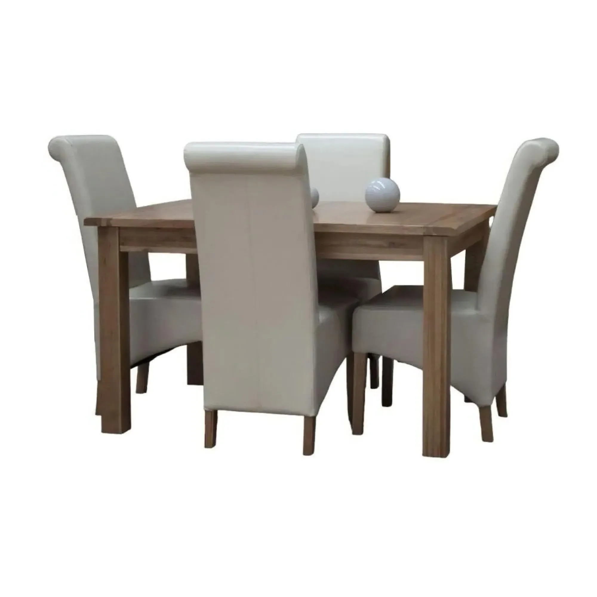 Rutland Oak Extendable Dining Set with 4 Ronald Chairs - Ivory