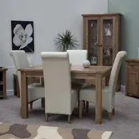 Rutland Oak Extendable Dining Set with 4 Ronald Chairs - Ivory