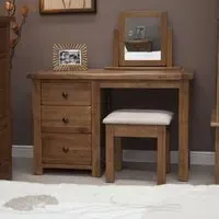 Rutland Single Pedestal Dressing Table with Stool - Oak