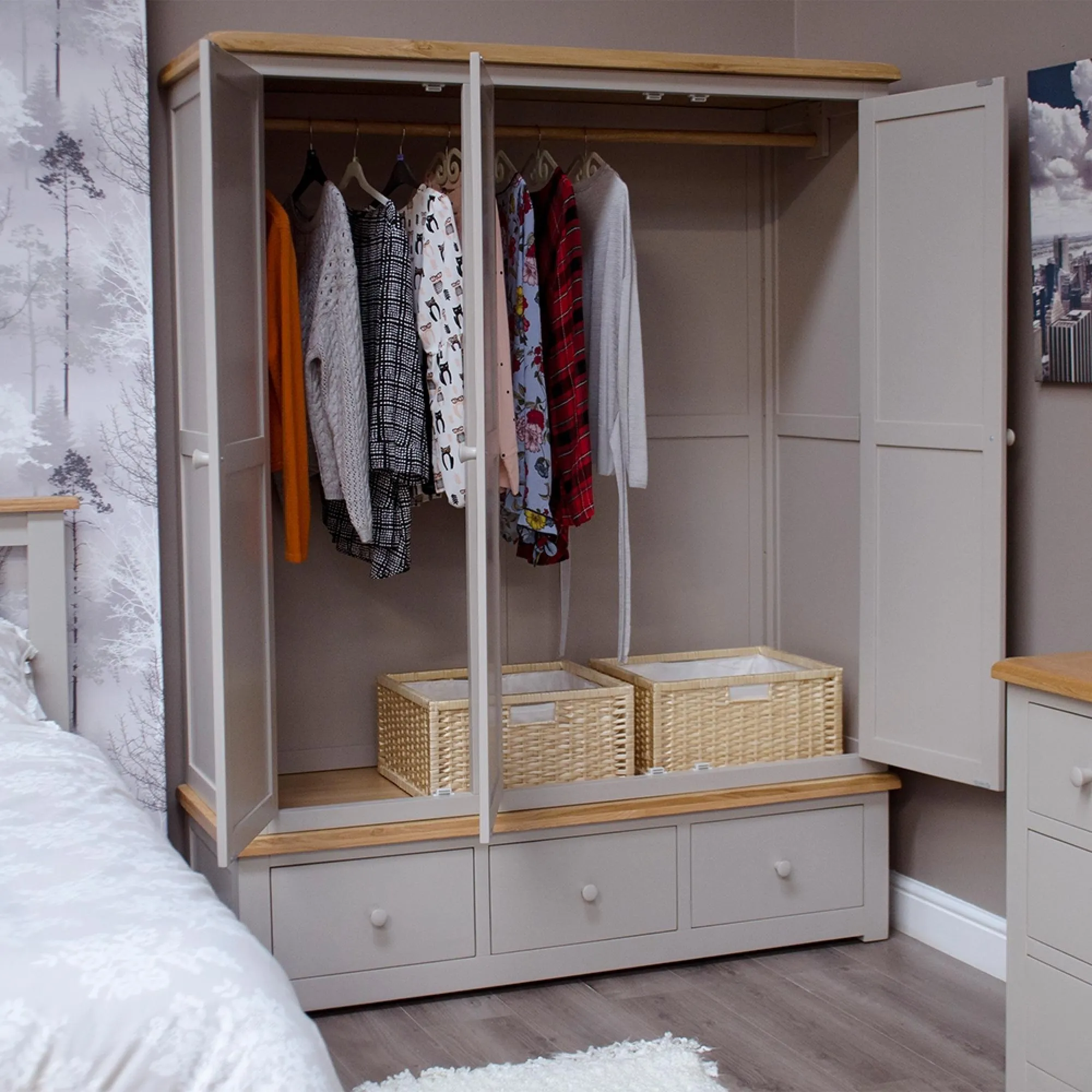 Sussex 3 Door 3 Drawer Wardrobe - Painted