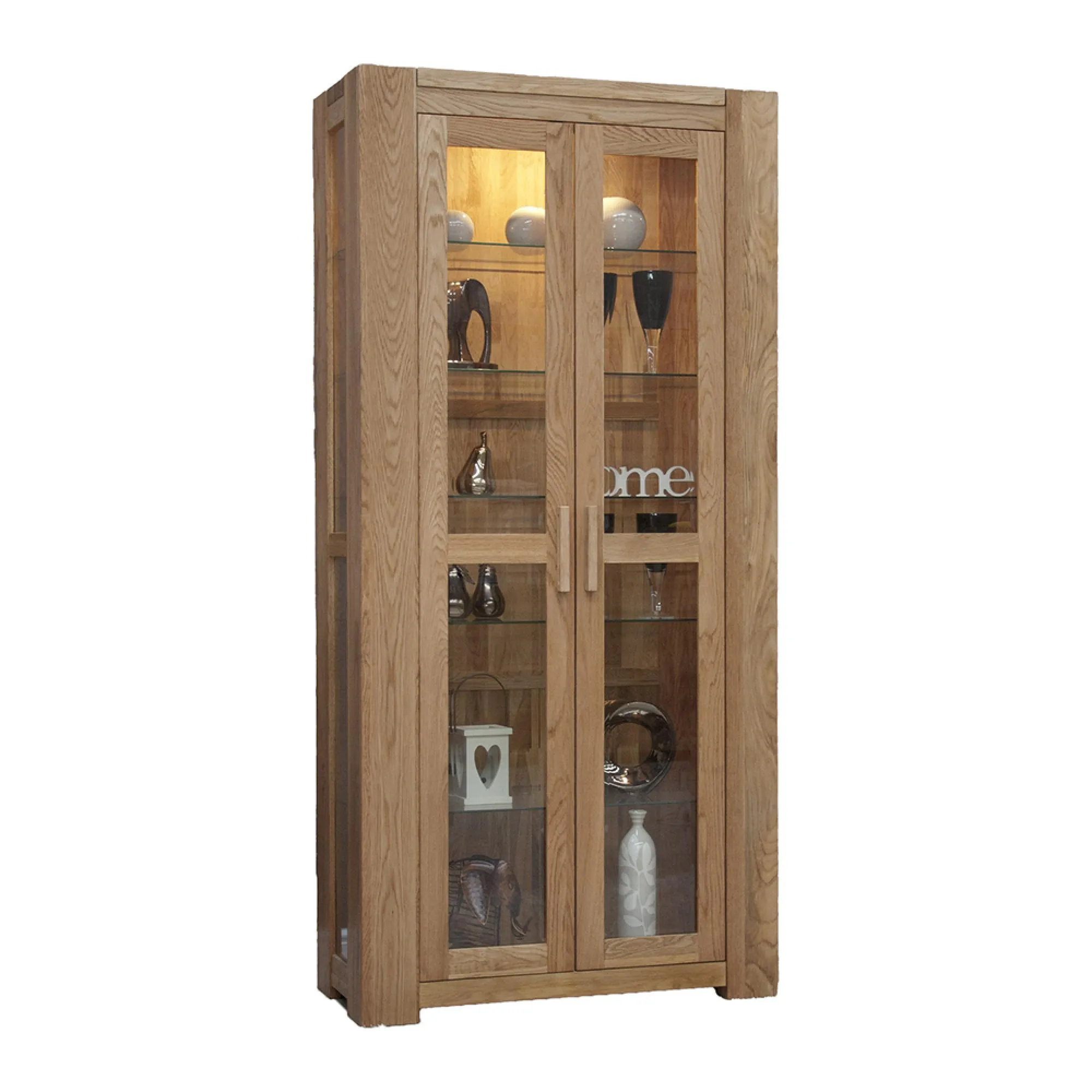 Trend Oak Glass Display Cabinet - Lacquered