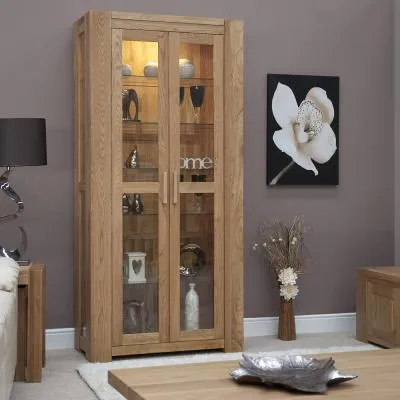 Trend Oak Glass Display Cabinet - Lacquered