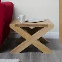 Trend Oak Small Coffee Table with X Leg - Lacquered
