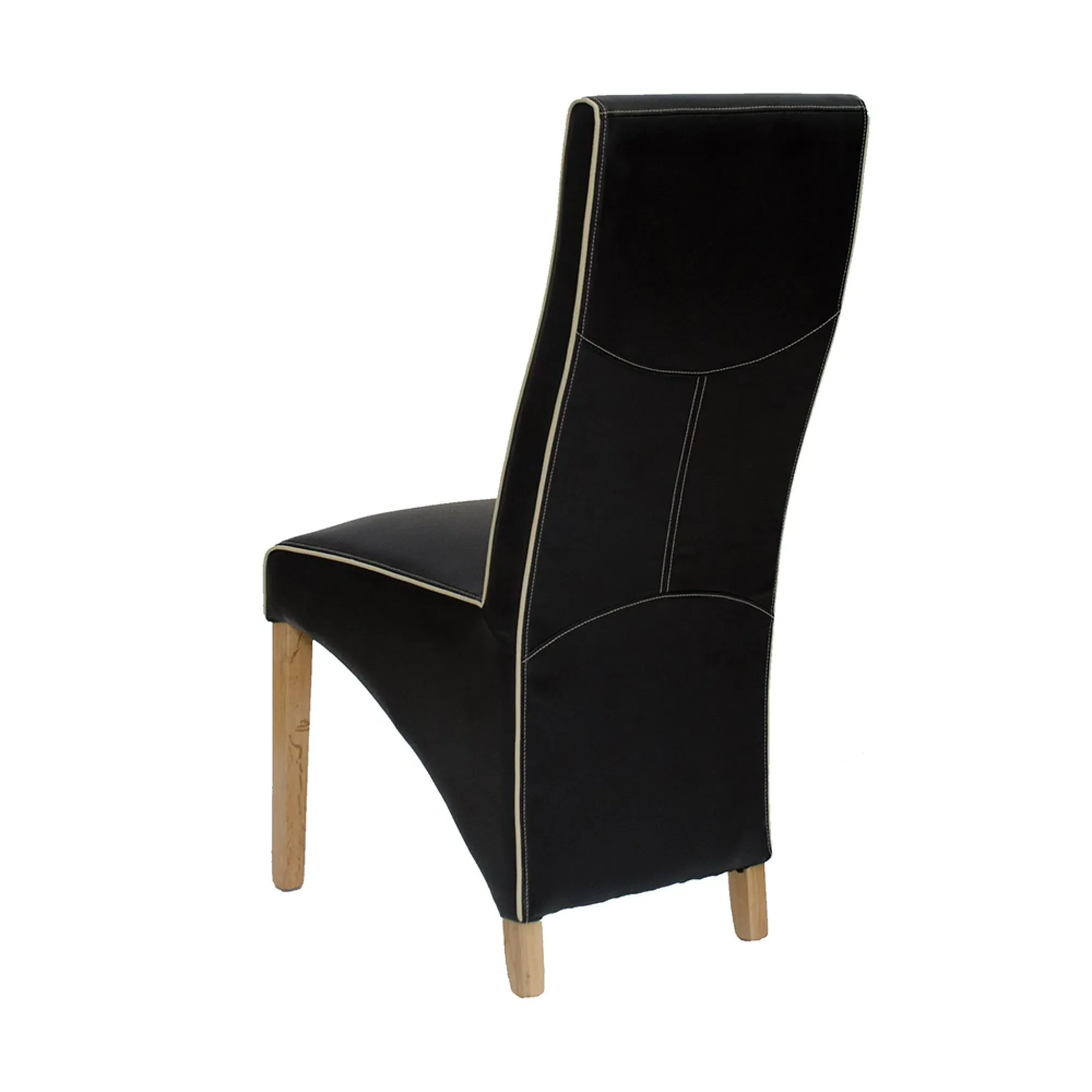 Wayne Dining Chair with Contrast Piping - Black