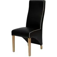 Wayne Dining Chair with Contrast Piping - Black