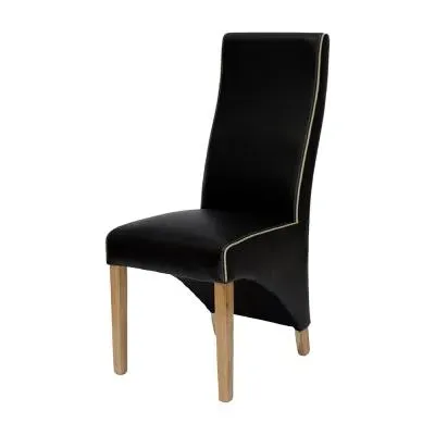 Wayne Dining Chair with Contrast Piping - Black