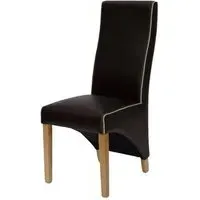 Wayne Dining Chair with Contrast Piping - Brown