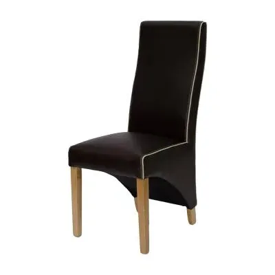 Wayne Dining Chair with Contrast Piping - Brown