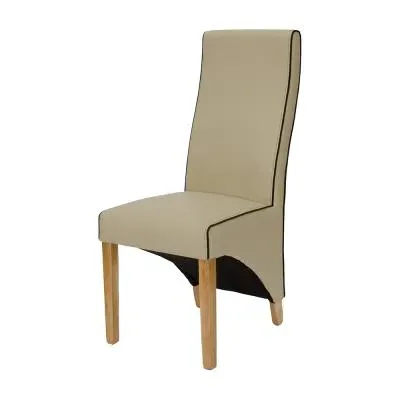 Wayne Dining Chair with Contrast Piping - Ivory