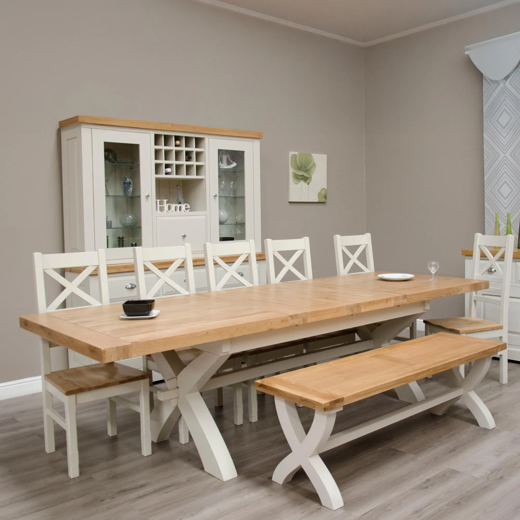 Winchcombe X-Leg 8-10 Seater Extending Dining Table - Painted