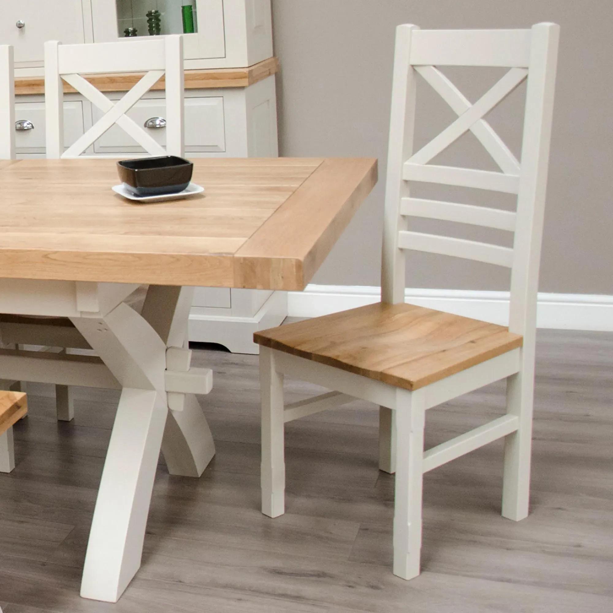 Winchcombe X-Leg Extending Dining Table with 4 Chairs and Bench