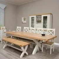 Winchcombe X-Leg Extending Dining Table with 4 Chairs and Bench